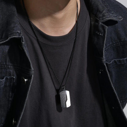 Geometric Stainless Steel Dog Tag Necklace for Men