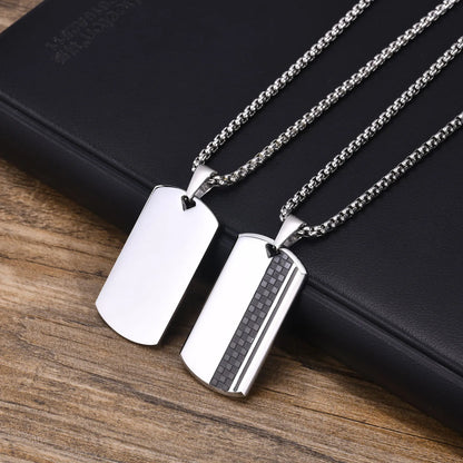 Geometric Stainless Steel Dog Tag Necklace for Men