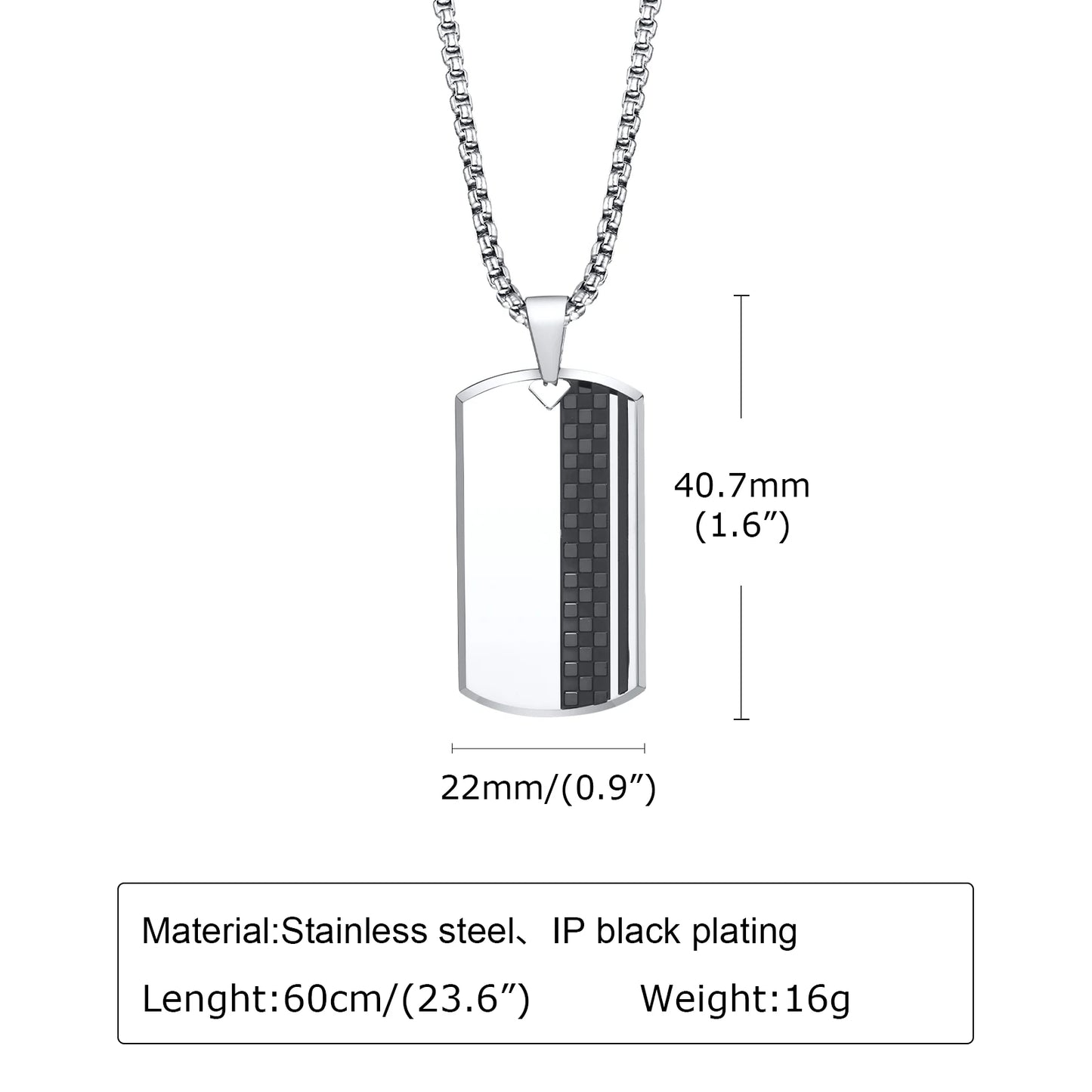 Geometric Stainless Steel Dog Tag Necklace for Men