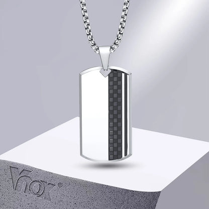 Geometric Stainless Steel Dog Tag Necklace for Men